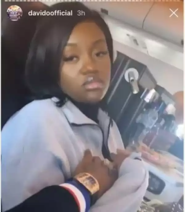 Davido Pressing Chioma’s Chest, Share Video On IG While On A Flight To Barbados (Video)